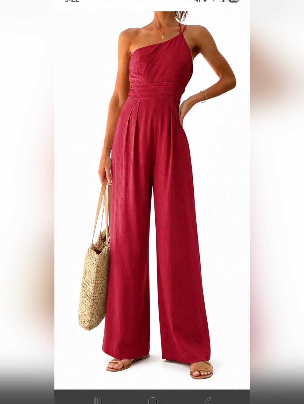 Wide-Leg Red Jumpsuit